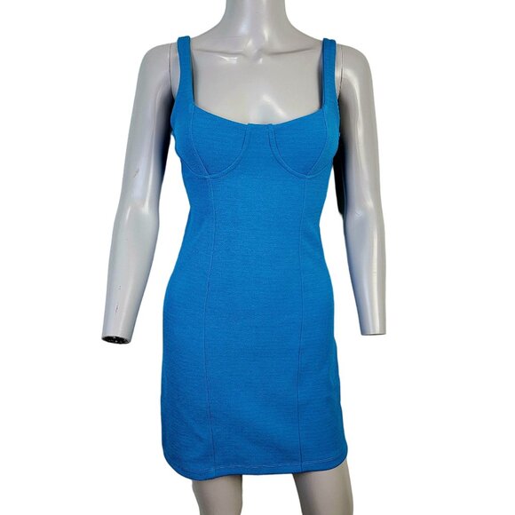Zara Bodycon Mini Dress Women Small Blue Sleeveless Party Club Formal Summer 4 6 - Picture 12 of 12